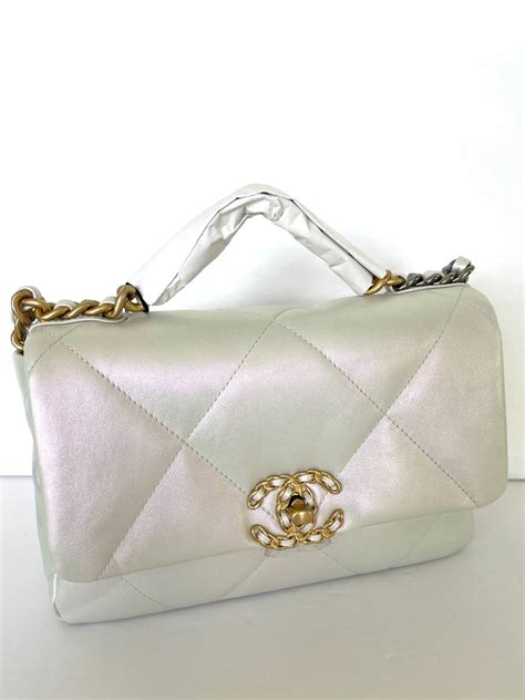 chanel 19 iridescent white|Chanel 19 purses.